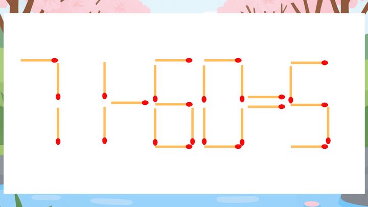 【マッチ棒クイズ】1本だけ動かして正しい式に：71-60=5？の問題画像