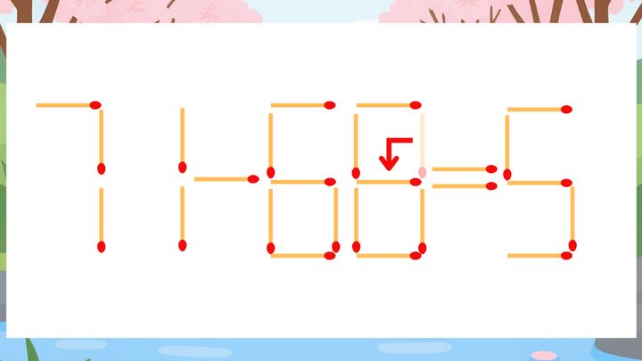 【マッチ棒クイズ】1本だけ動かして正しい式に：71-60=5？の解答画像