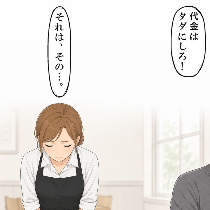 男性は代金をタダにしろと迫り、私は頭を下げ続けました
