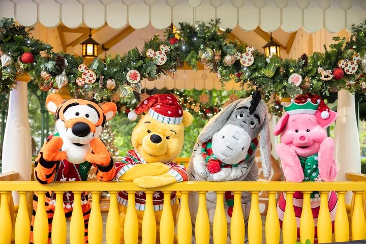 香港ディズニーランド・リゾート：華やかなホリデーの衣装に身を包んだフレンズ