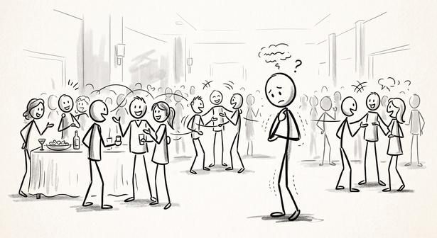 大勢の飲み会が苦手な人は、とても多い。 【作図＝生成AI】