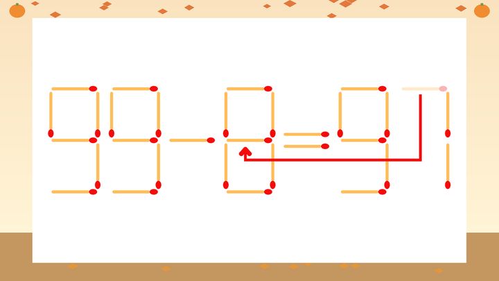 【マッチ棒クイズ】1本だけ動かして正しい式に：99-0=97？の解答画像