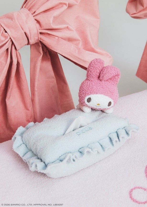 インテリアにもなじむ「【gelato pique】ぬいぐるみティッシュケース」(8360円) (C)2026 SANRIO CO., LTD. APPROVAL NO. 664297