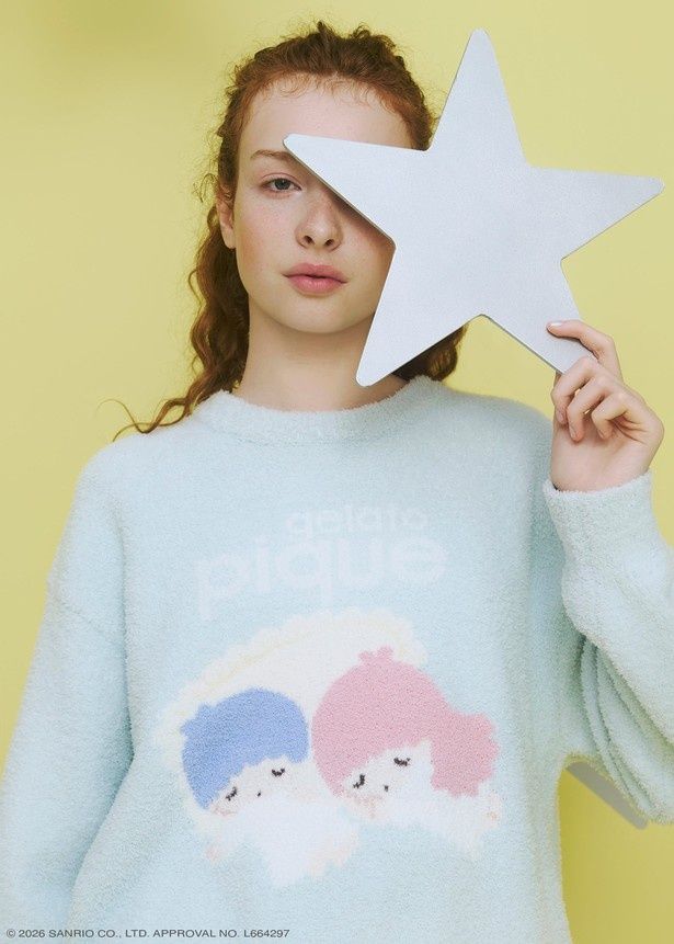 リトルツインスターズ柄のオンライン限定「【gelato pique】ベビモコジャガードプルオーバー＆ショートパンツセット」(1万6940円) (C)2026 SANRIO CO., LTD. APPROVAL NO. 664297