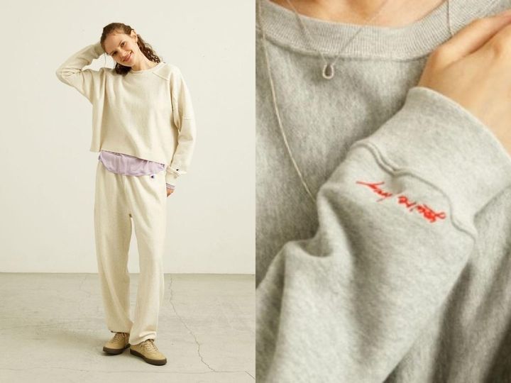 画像: 「フレンチテリー スウェット プルオーバー」￥20,900、「フレンチテリー スウェット パンツ」￥20,900ともに【チャンピオン フォー ロンハーマン】 出典：RHC ロンハーマン