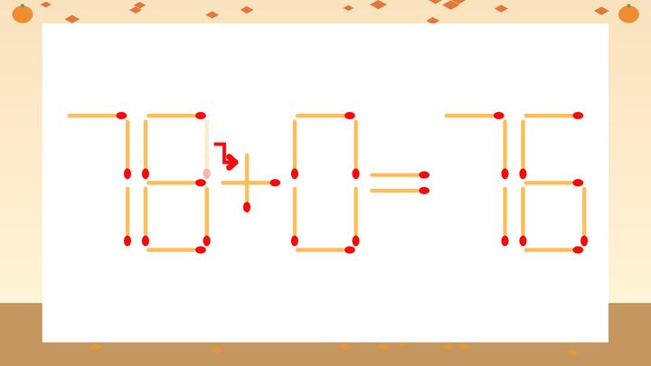 【マッチ棒クイズ】1本だけ動かして正しい式に：78-0=76？の解答画像