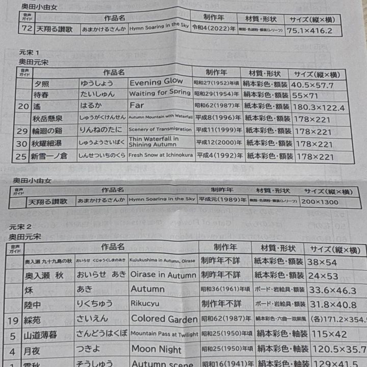 奥田元宋・小由女の作品は撮影不可