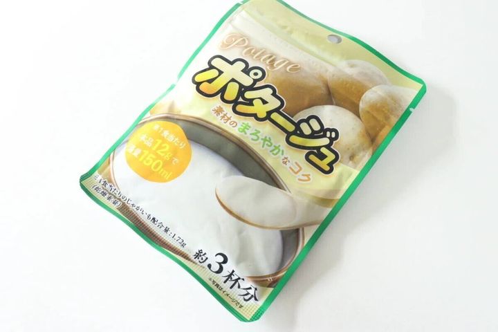 乾燥スープポタージュのパッケージとジャガイモのイラスト