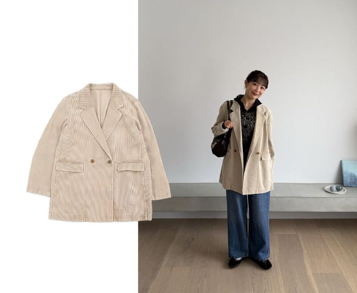 画像: コーデュロイWジャケット（ベージュ）¥8,990 ◾️マシンウォッシャブル ◾️イージーケア ◾️洗濯後シワになりにくい 出典：グローバルワーク