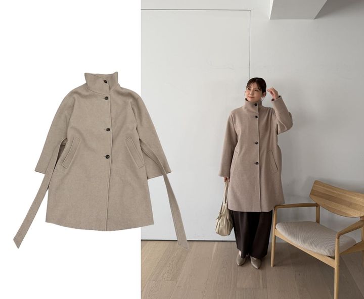 画像: 軽やかストレッチスタンドカラーコート（ライトベージュ）¥13,990 ◾️軽量 ◾️ストレッチ ◾️2WAY ◾️保温 ◾️裏地 制電加工 出典：グローバルワーク