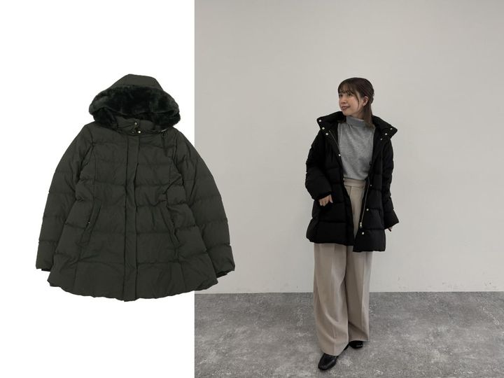 画像: ウツクシルエット撥水ダウンジャケット（ブラック）¥16,990 ◾️ハンドウォッシャブル ◾️撥水 ◾️2WAY 出典：グローバルワーク