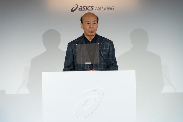 株式会社アシックス代表取締役会長CEOの廣田康人さんより開発背景が語られた 画像提供：株式会社アシックス