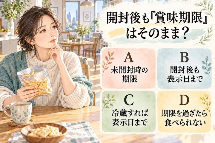 【生活雑学テスト】食品表示、開封後も「賞味期限」はそのままでOK？