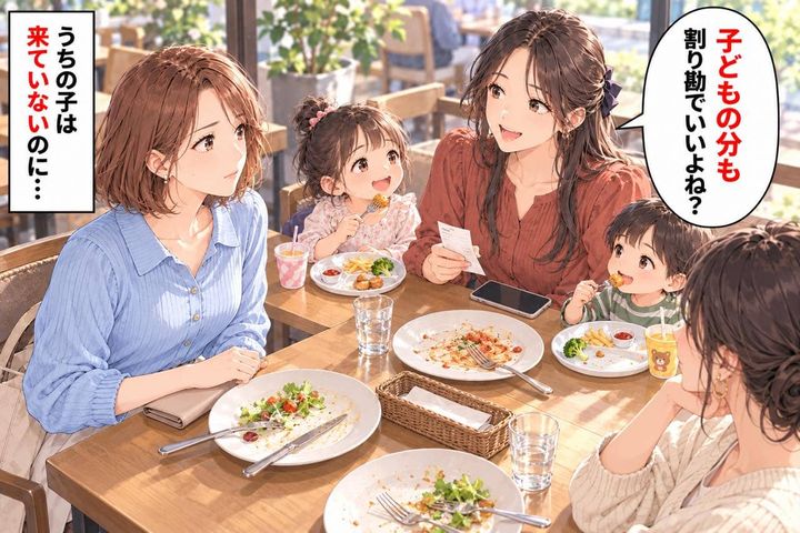 「子どもの分も割り勘でいいよね？」うちの子は来ていないのに…ママ友ランチで勝手に会計を３等分された日