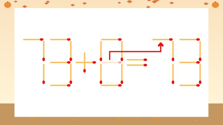 【マッチ棒クイズ】1本だけ動かして正しい式に：73+8=13？の解答画像
