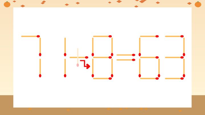 【マッチ棒クイズ】1本だけ動かして正しい式に：71+9=63？の解答画像