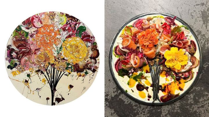 奥田雄太氏の絵画との期間限定コラボメニュー「mimimi bouquet」