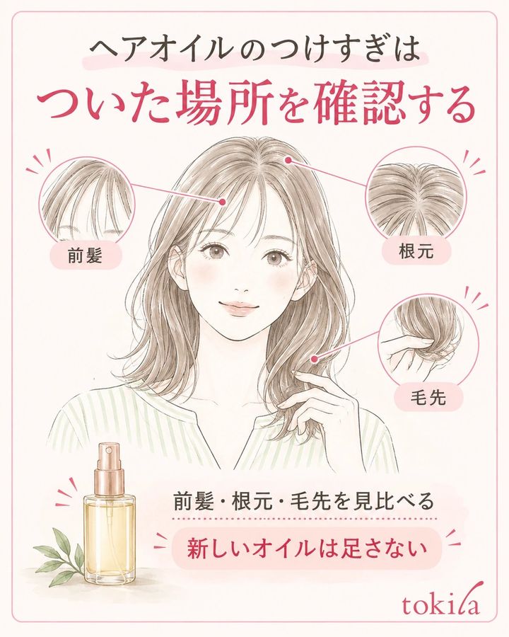 前髪・根元・毛先を分けて、重く見える場所を確かめます。