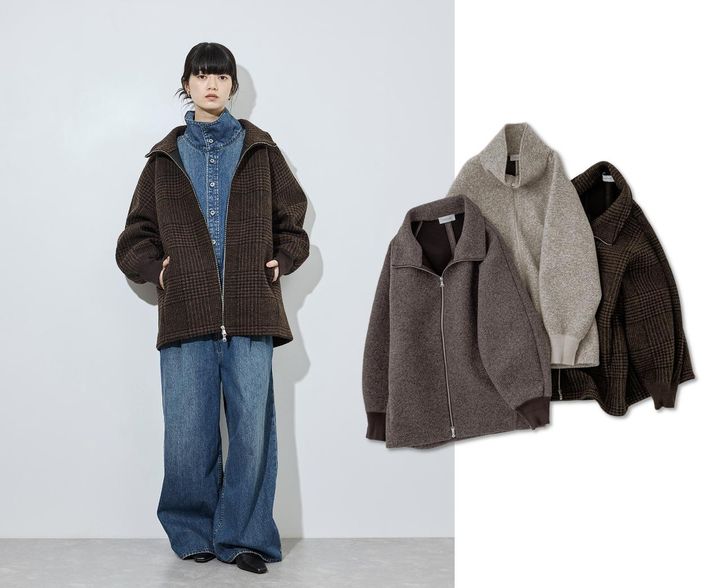画像: ヘリンボンツイードボンディングコーディガン（ダークブラウン、ブラウン系、ベージュ系）各¥26,400（すべてアダム エ ロペ） 出典：アダム エ ロペ