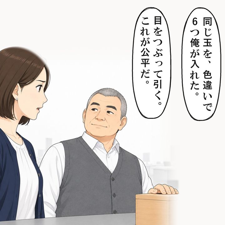 同じ玉を6つ入れたから公平だと、課長は言いました
