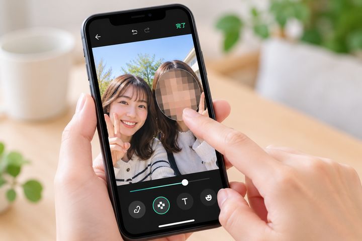 写真を送る前にモザイク・ぼかしを入れられる