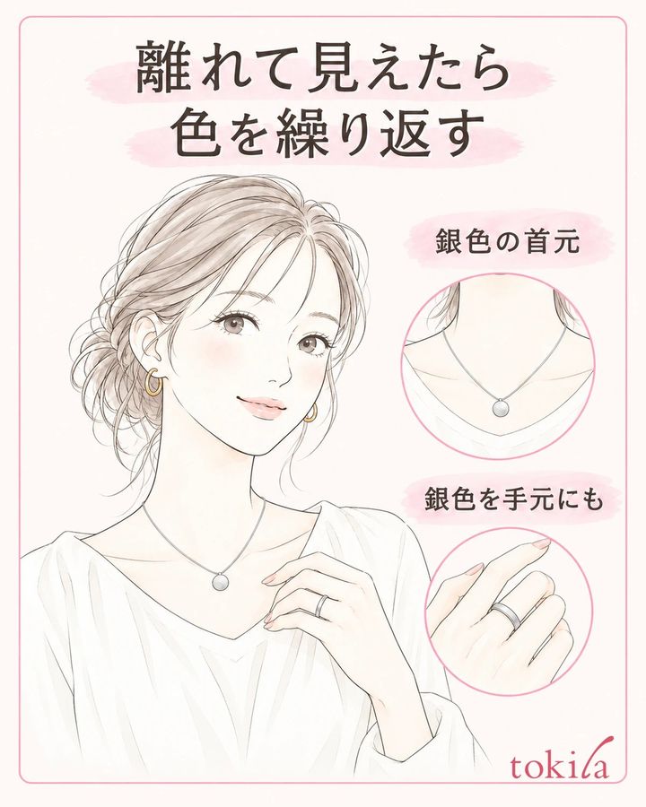 離れて見える色を手元でも繰り返し、加える前後を比べます。