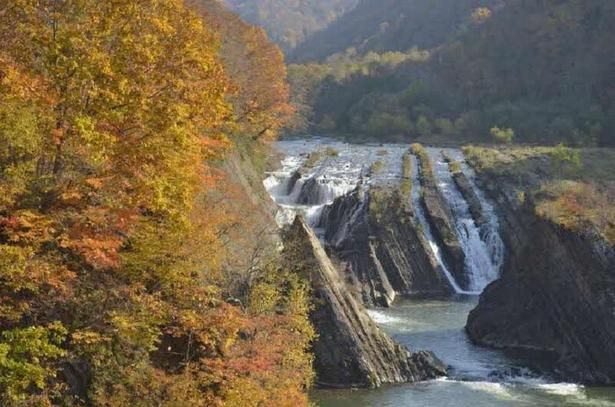 無数の滝と紅葉が織りなす光景/滝の上公園の紅葉 画像提供：夕張市