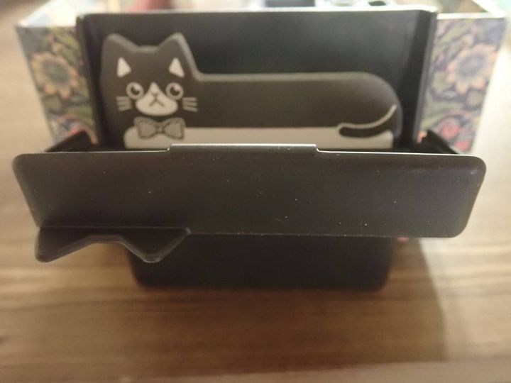 ダイソー：ねこふせんケースセット ワイド BK