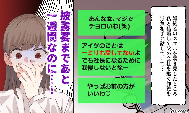 「でも社長になるために我慢しないとなー」浮気が発覚した婚約者の本性を知ってゾッとした話