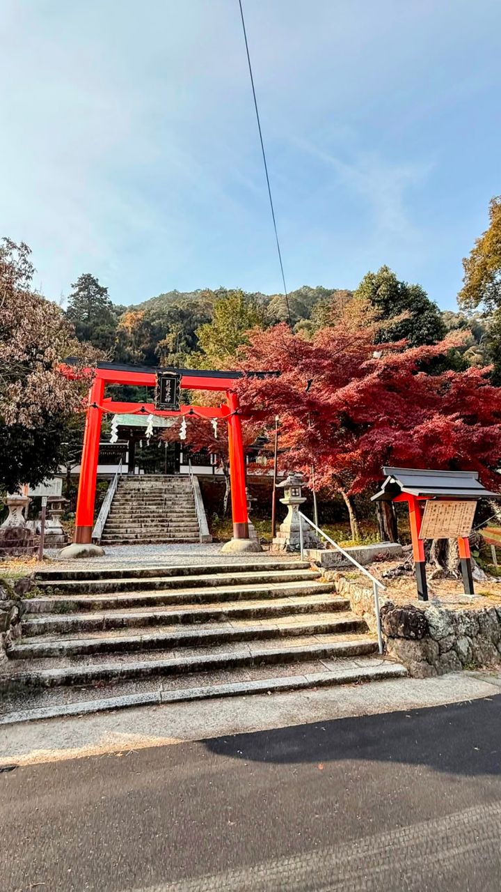 松尾大社から、鈴虫寺への道では、月読神社前を通ります。