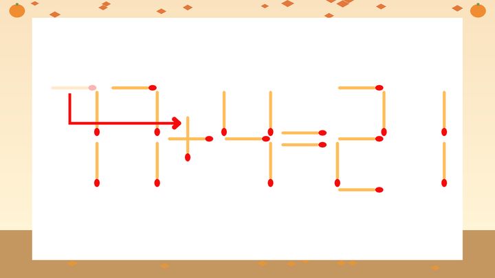 【マッチ棒クイズ】1本だけ動かして正しい式に：77-4=21？の解答画像
