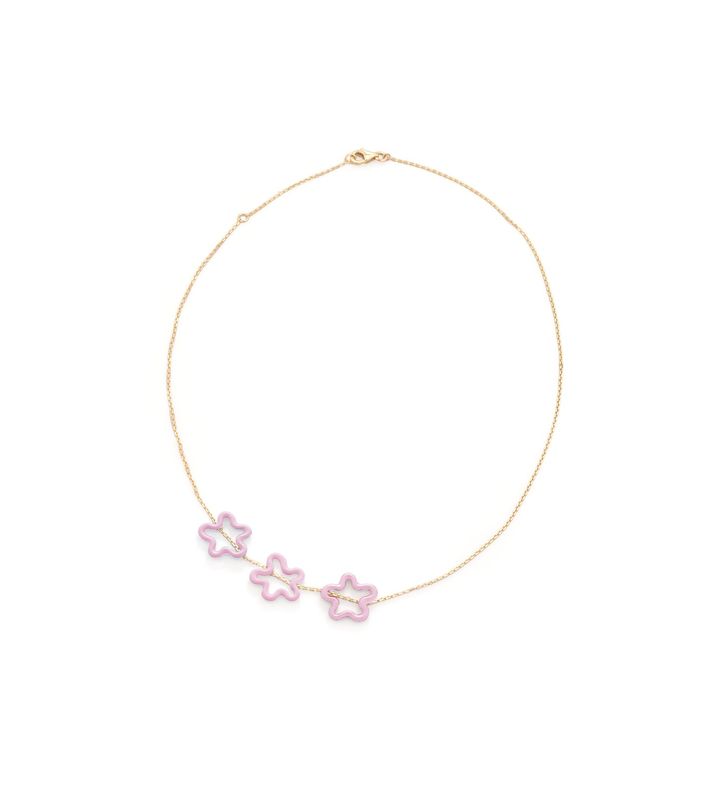 ベア・ボンジャスカ「4everflower」 3輪の花モチーフのネックレス（ピンク）