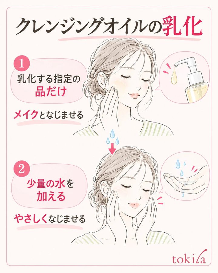 乳化する指定がある品は、メイクとなじませた後に少量の水を加える。