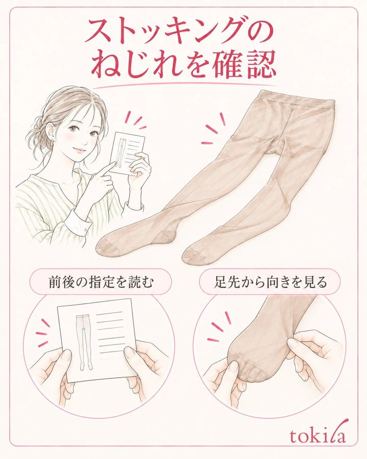 前後の指定と、足先から腰までの生地の向きを確かめます。