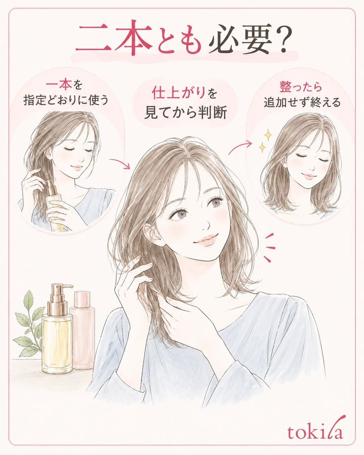 一本を指定どおりに使い、仕上がりを見て二本目が必要か判断する。