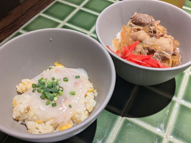 カニあんかけチャーハンと牛丼