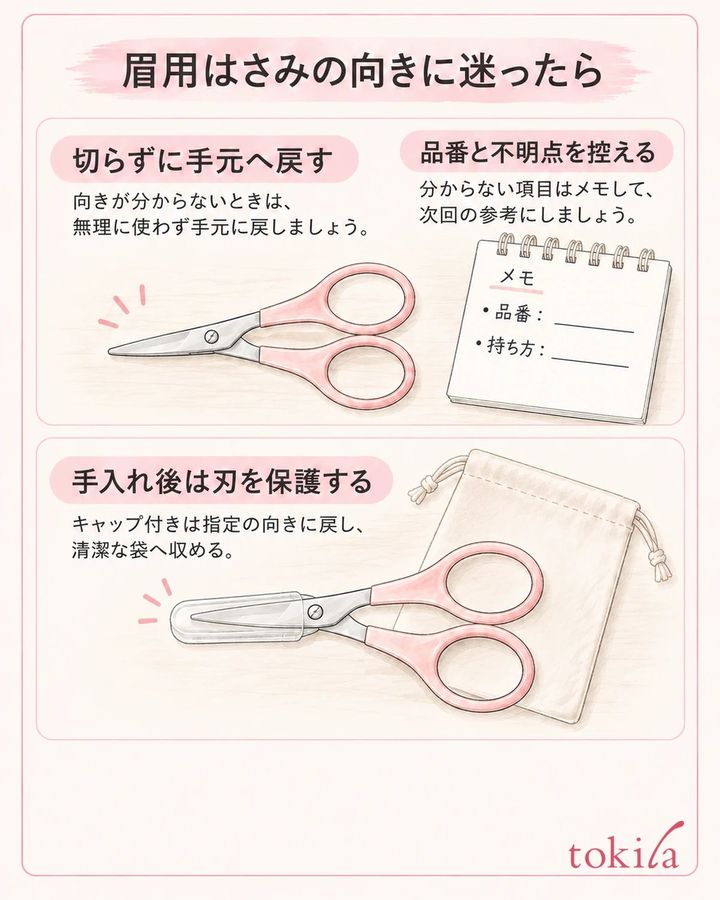 持つ向きが分からなければ切らずに戻し、品番と不明な項目を残す。