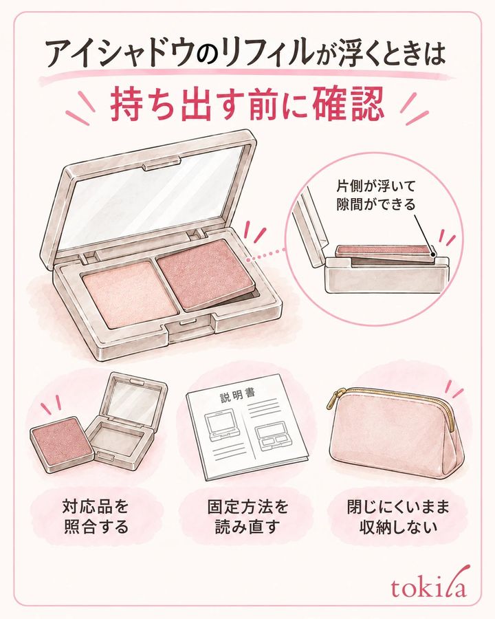 浮きやふたの隙間が残るときは、持ち出す前に組み合わせを見直します。