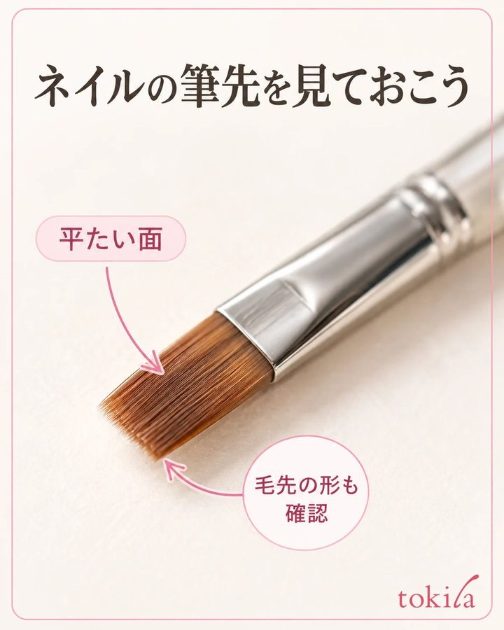 平たい面の幅と、毛先の形を塗る前に見ておきます。