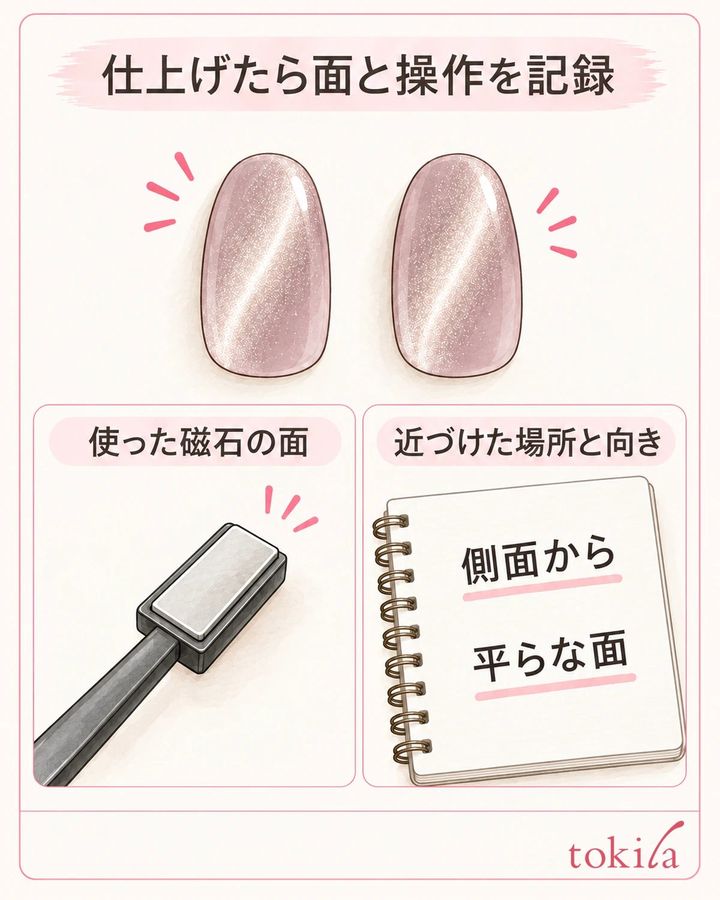 仕上げは指定どおり硬化し、使った磁石の面と操作を残します。