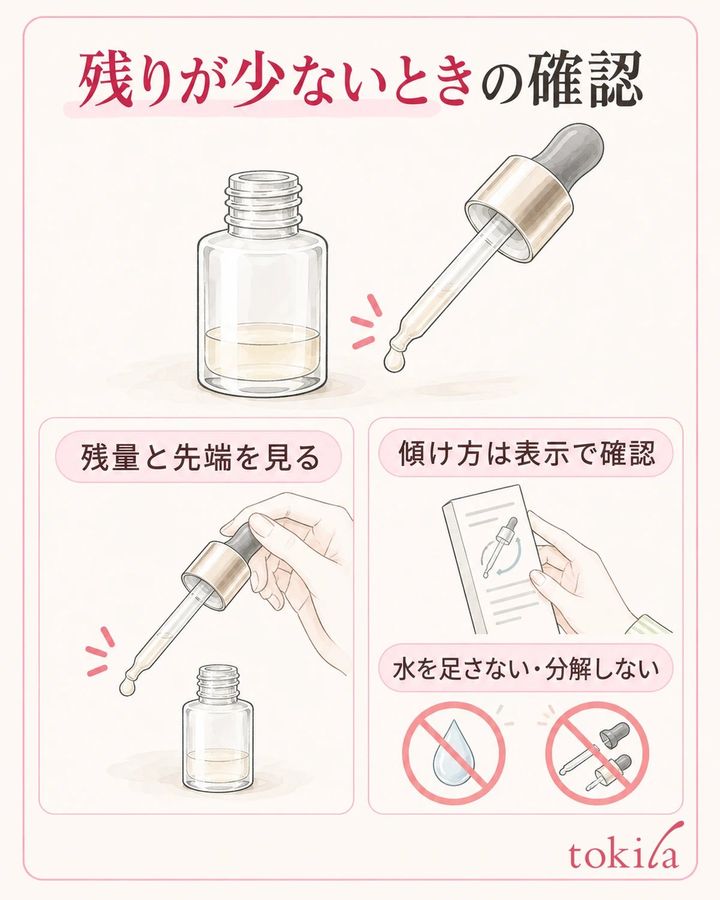 残量が少ない場合も、表示にない薄め方や分解へ進みません。