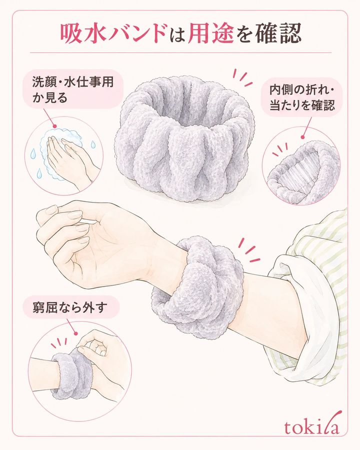 吸水用の用途と内側の当たり方を確認します。