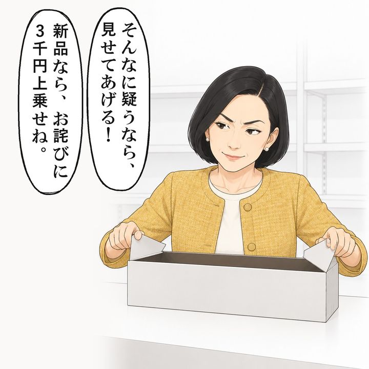 女性客は、新品ならお詫びに3千円を上乗せさせると言いました
