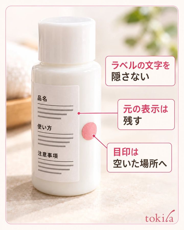 元のラベルと目印の間にある隙間を近くで見ます。