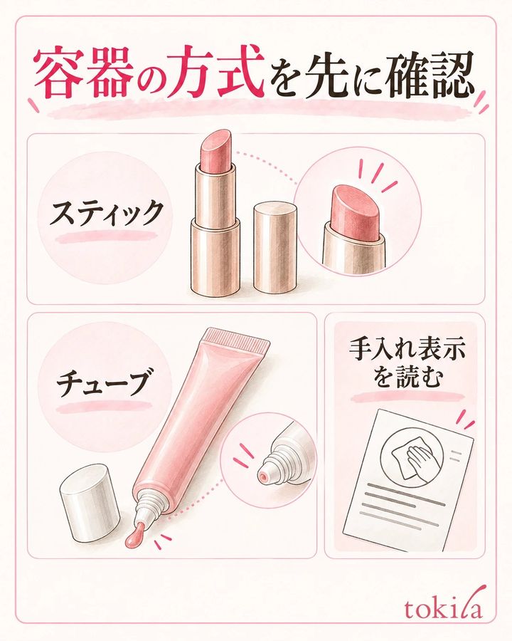 容器の方式に合う表示を先に確認します。