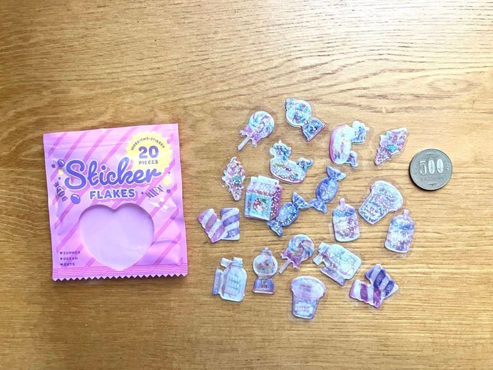セリア：フレークシール 20片 お菓子パッケージ