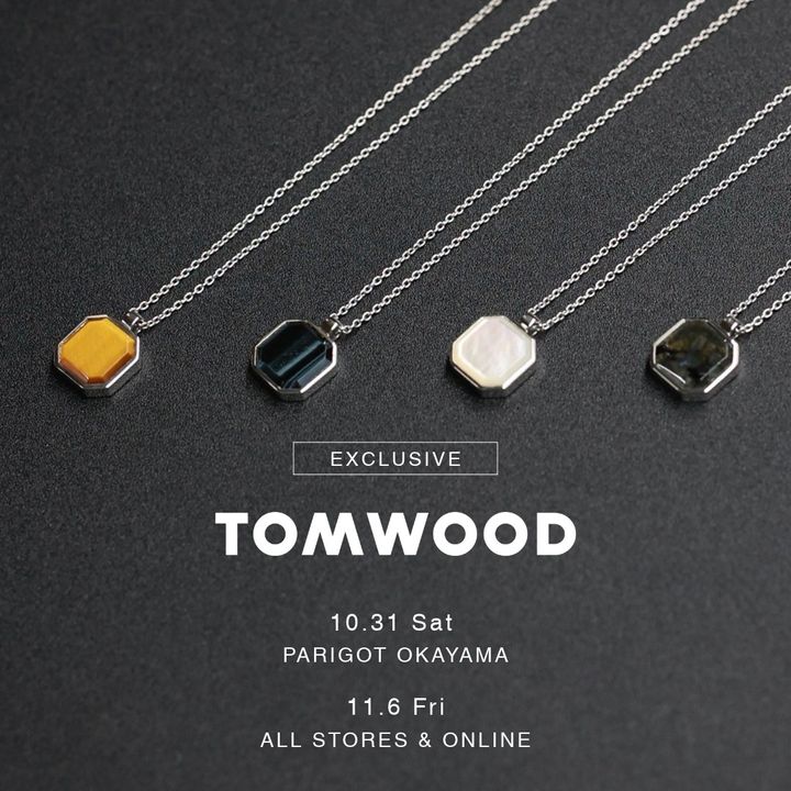 TOM WOOD Dan Pendantの4色とPARIGOTでの発売日を並べたビジュアル
