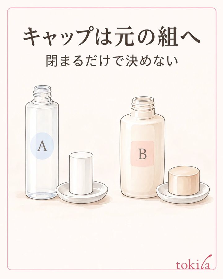 元の本体とキャップを組で確かめ、合いそうというだけで閉じません。
