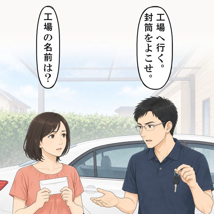 翌朝のカーポートで、夫は封筒をよこせと手を出しました
