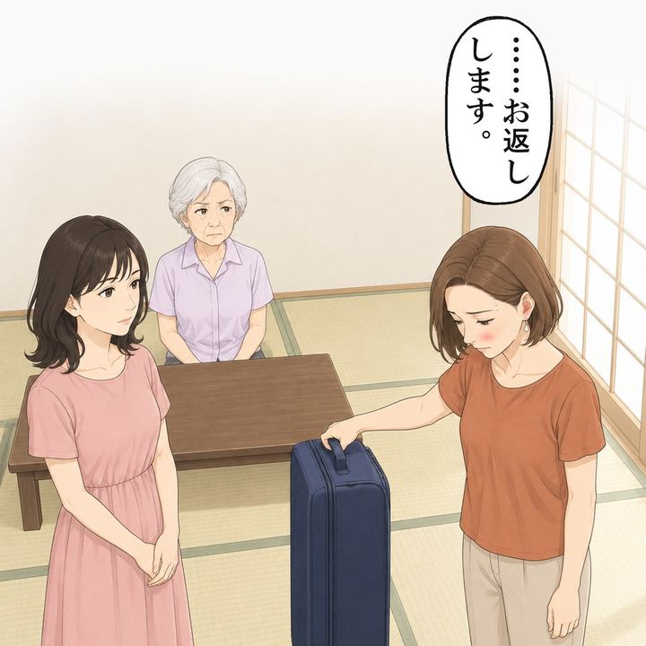 義姉は取っ手を持ち、スーツケースを私に差し出しました